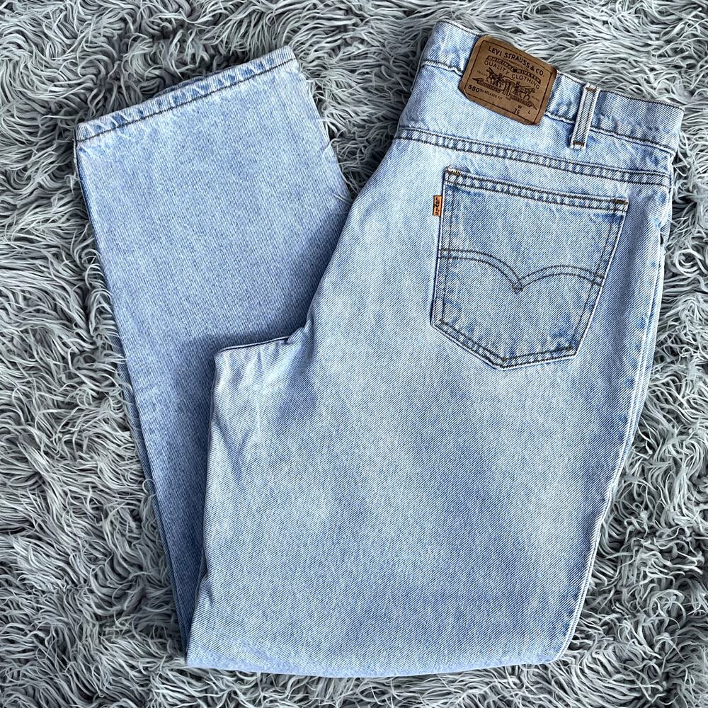 90s Levi's 550 Orange Tab Relaxed Fit Denim Jeans Mens 36 Husky 100% Cotton